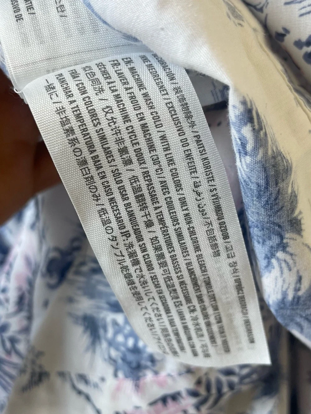 Abercrombie & Fitch Smocked Tiered Maxi Dress | Blue & White Palm Print | XS